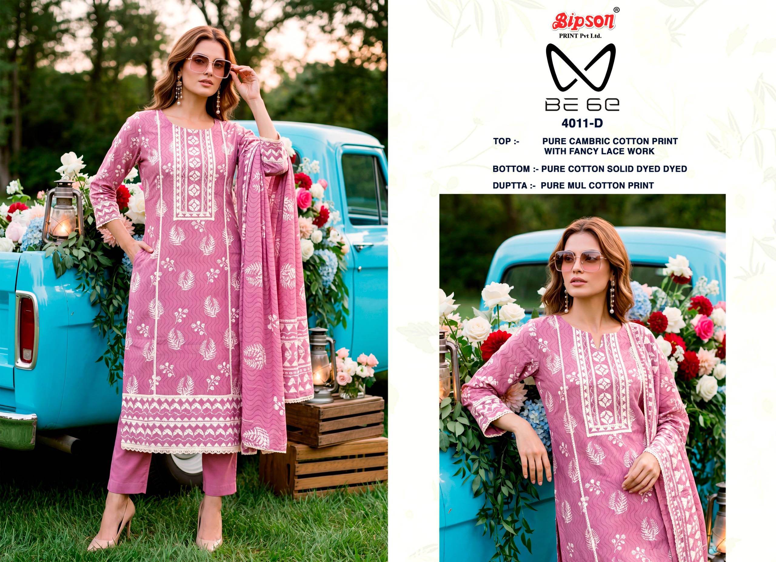 BE 6E - 4011 Series By BIPSON PRINTS Stylish Beautiful ColourfulPure Cotton Dresses At Wholesale Price